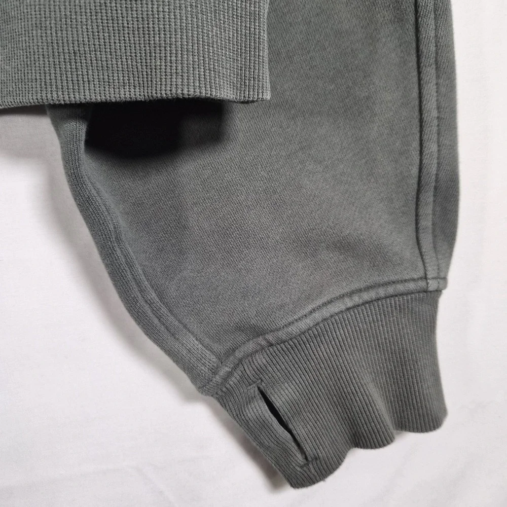 Lululemon XL/XXL Forest Green Cropped Half Zip Hoodie Womens Oversized Gold Logo